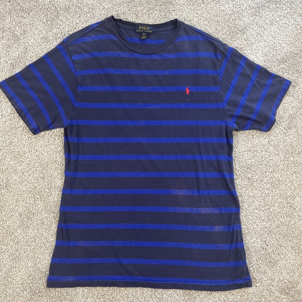 Polo‎ Ralph Lauren Boys Striped Black & Blue T Shirt  Size XL  (18-20)